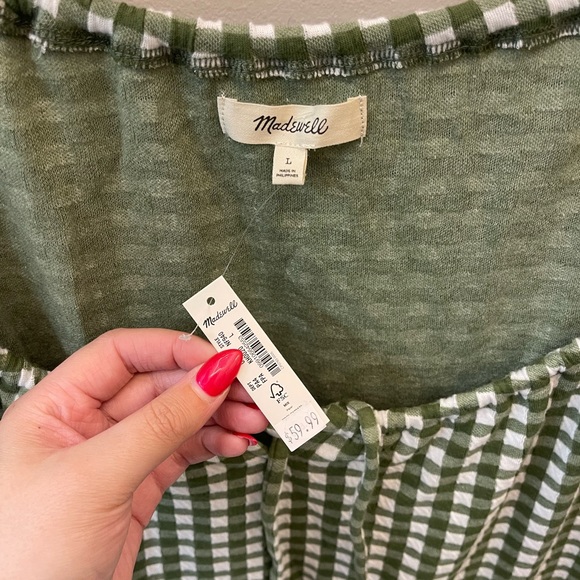 Madewell Green Checker Print Dress - Picture 5 of 5